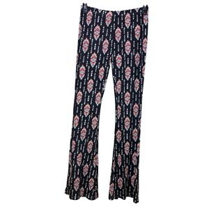 Anama Aztec Geo Print Black Red Flare Leggings Size M Boho Bell Bottom Indie